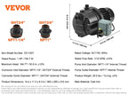 VEVOR Shallow Well Jet Pump 115 Volt Cast Iron / Stainless Steel Irrigation Water Pump for Agricultural Garden Irrigation System