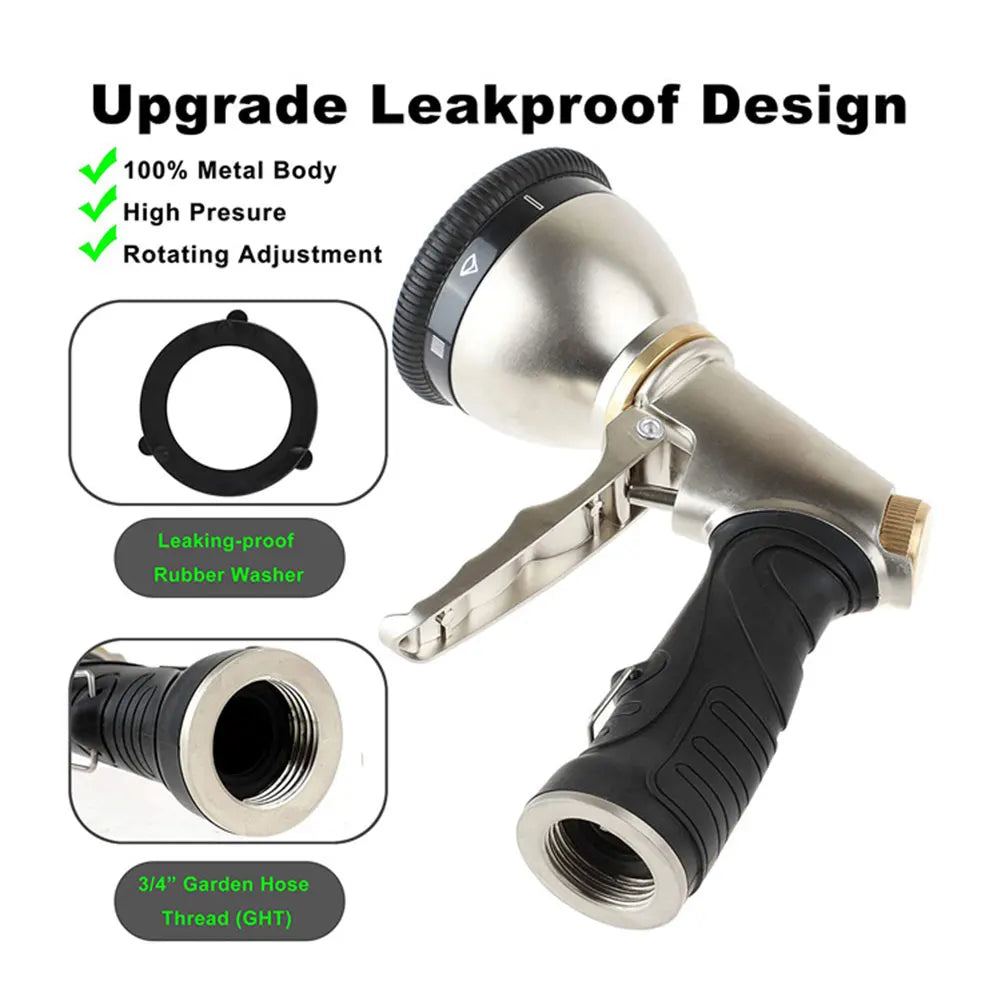Hose Spray Nozzle 9 Adjustable Modes High Pressure Water Sprayer Slip Resistant Lawn Water Gun for Cleaning Watering Lawn Garden