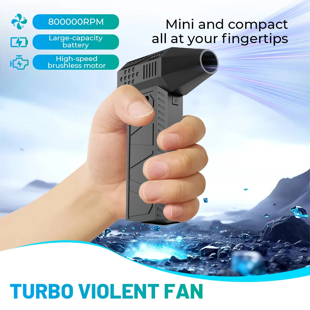 800000RPM Handheld fan Strong Wind 100 Gear Wind speed LED Digital Display Adjustable Turbo Portable Outdoor Handheld Fan