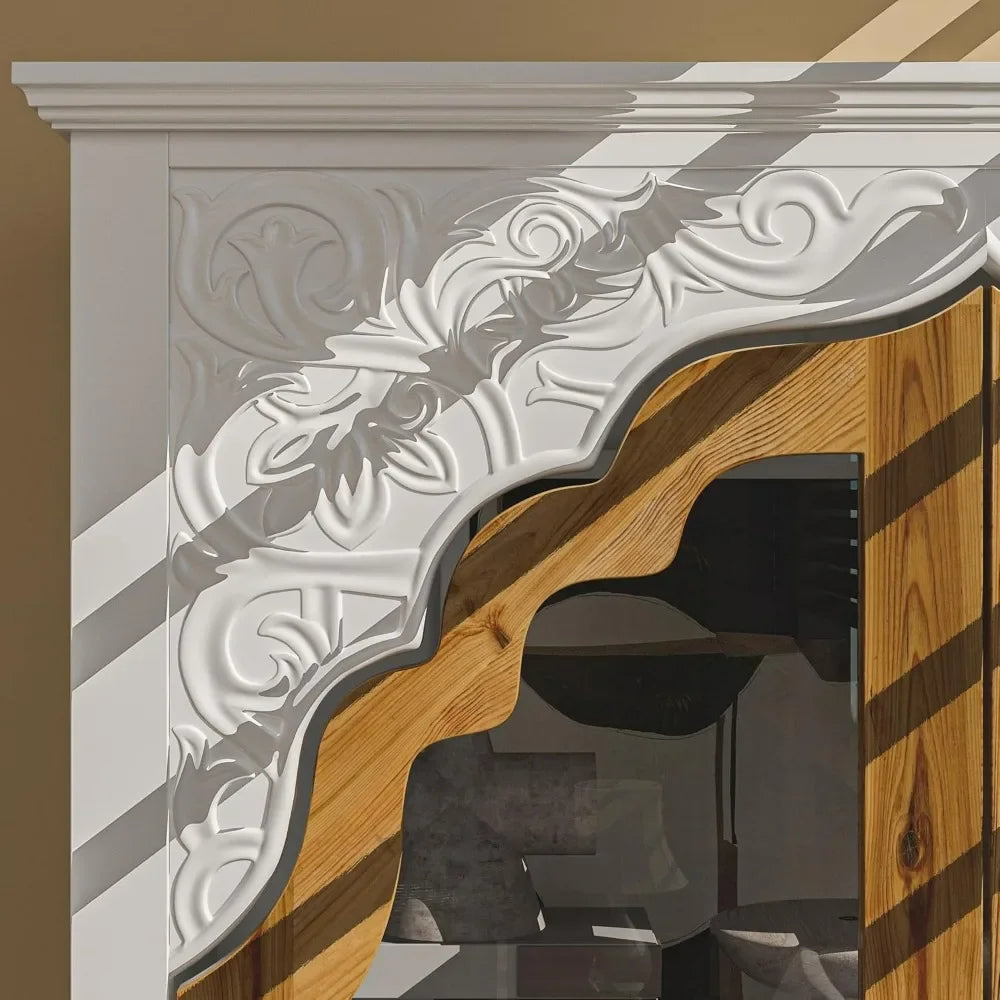 Modern 3-Tier Storage Cabinet Bookshelf with Carved Doors, Versatile Storage with Drawer & Shelves for Living Room, Cabinets