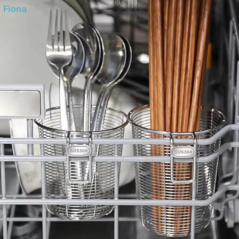 ☪Kitchen Chopstick Holder Organizer Hanging Wall Stainless Steel Tableware Drainer Fork Spoon Chopsticks Dishwasher Basket