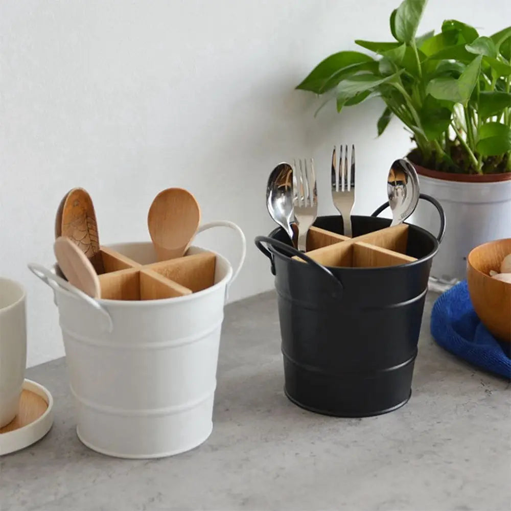 Separate Kitchenware Cooking Tool Storage Shelf Cutlery Organizer Bamboo Tableware Holder Spoon Stand Chopstick Holder