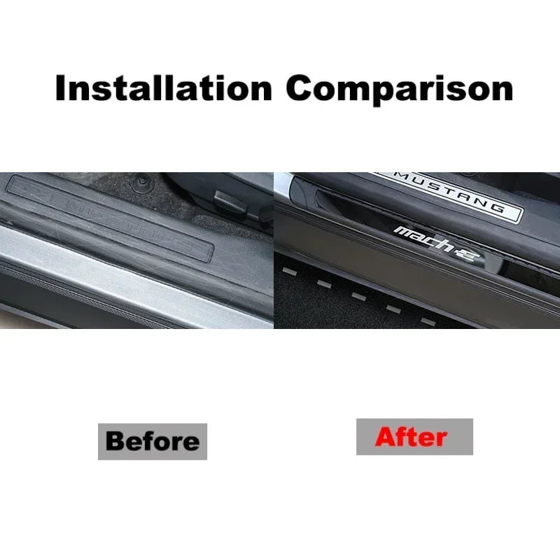 4PCS Door Pedal Sill Strip for Ford Mustang Mach-E External Threshold Bar Anti-stepping Sticker Protection Accessories 2021-2023