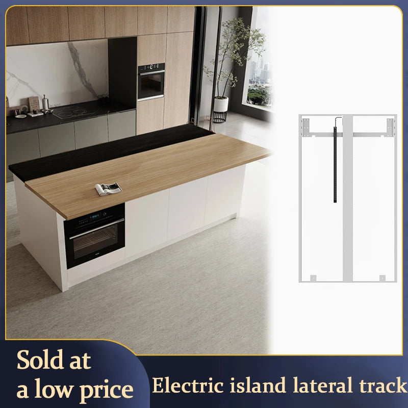 Electric Kitchen Island Telescopic Track Motorized Slide Rail Durable Hardware Adjustable For Countertop Dining Table Bar