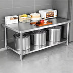 Custom Commercial Kitchen Work Table Stainless Steel Prep Table for Food Processing and Cooking Area