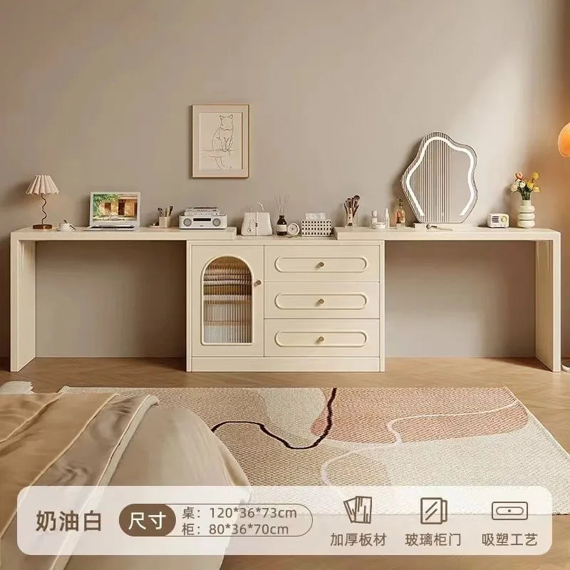 New Cream Style Dresser Bedroom Minimalist Modern Bedside Table Dresser Storage Cabinet Integrated Makeup Table