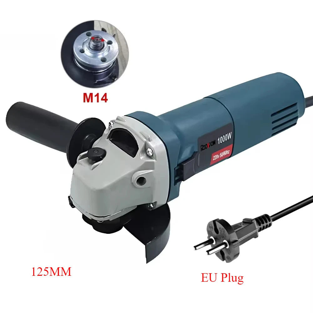 1000W Electric Angle Grinder 100mm 125mm Corded Grinding Machine 6 Speeds Electric Grinding Cutting Polishing Power Tool 220V EU