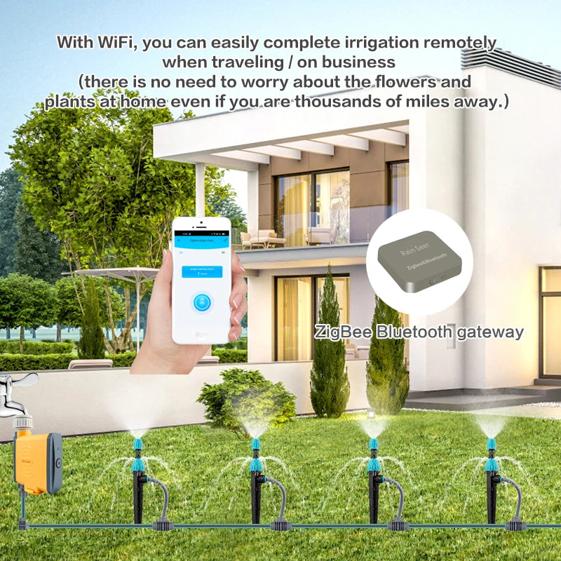 Rain Seer Tuya Zigbee Garden Home Irrigation Watering Timer WiFi Water Timer Mobile Phone Remote Solenoid valves Controller
