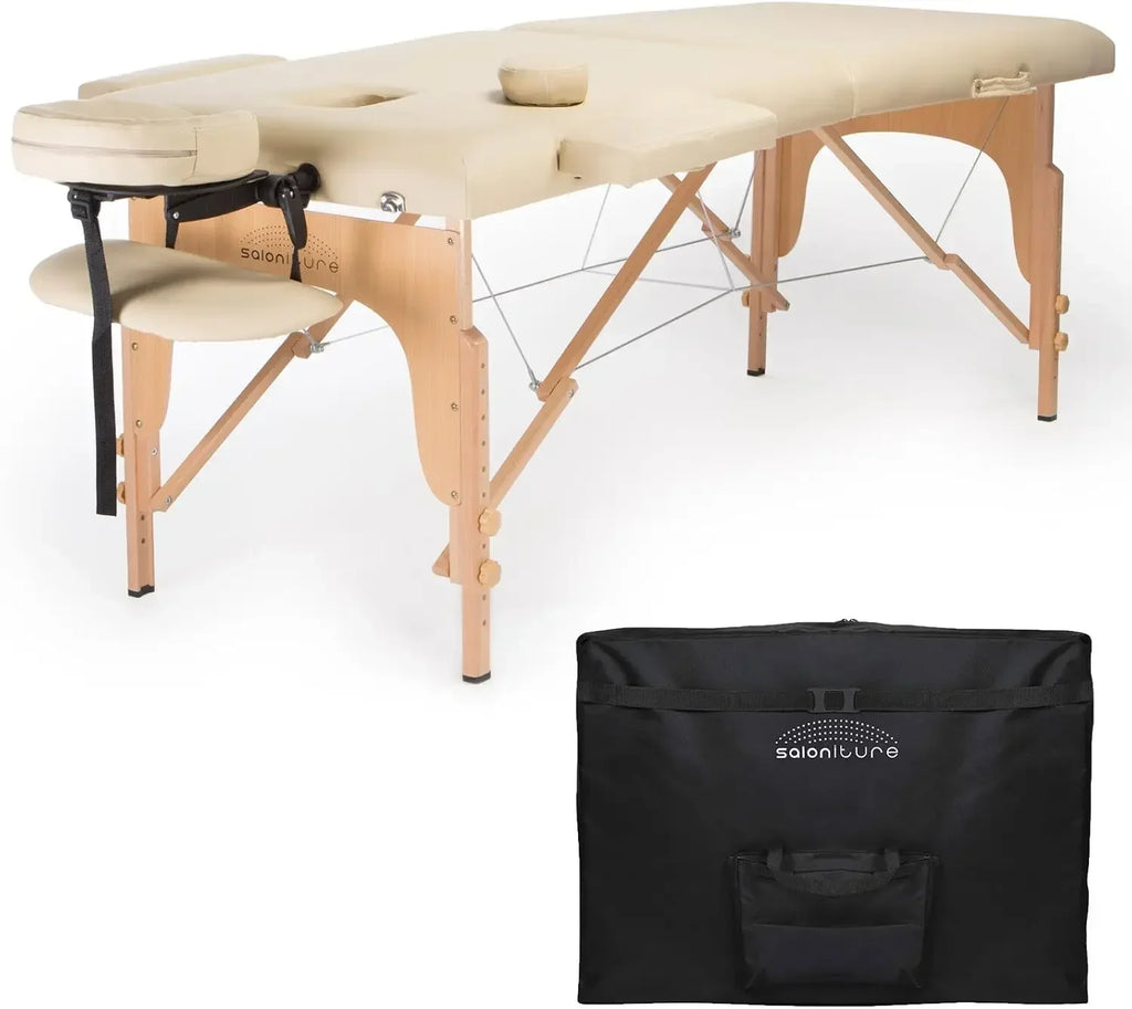 Professional Portable Folding Massage Table with Carrying Case - Burgundy
