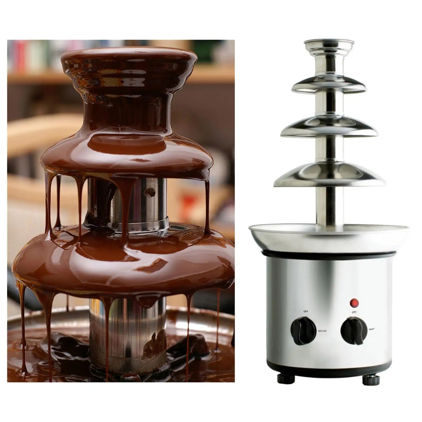 Stainless Steel Chocolate Fountain 4Layers Chocolate Melter With Heating Fondue Machine DIY Waterfall for Party