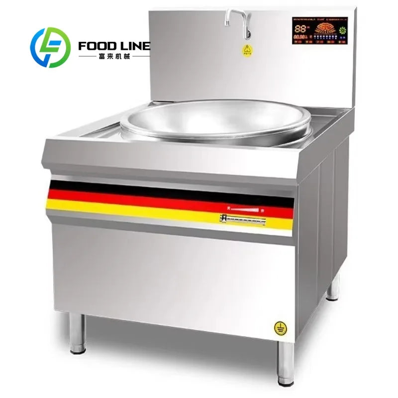 Customized Stainless Steel Restaurant Industrial Kitchens Round Frying Stove Large Electric Stir Fry Commercial Induction Cooker