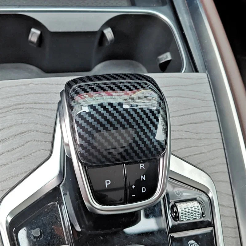For CHERY Tiggo 8 Pro Max 2024 Gear Lever Cover Shifter Knob Case Gearbox Stick Shift Collars Handle ABS Carbon Car Accessories