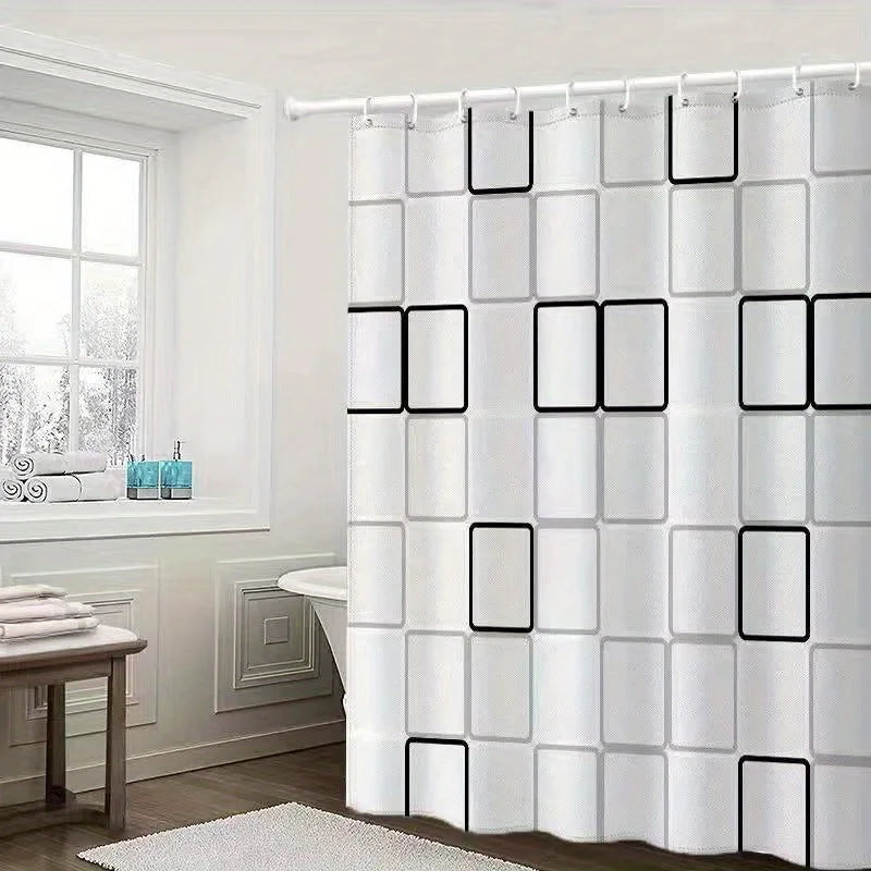 Shower Curtain, 180*180cm/70.8*70.8inch PEVA / polyester Bathroom Non Perforated Partition Door Curtain, Shower Hanging Curtain
