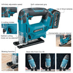 Brushless Jigsaw Electric Jig with Saw Blade Multi-Function Woodworking Power Tool Adjustable Woodworking for Makita 18V Battery