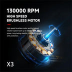X3 High-speed Turbo 130,000 Rpm Brushless Violent Fan Handheld Rechargeable Outdoor Powerful Dusting Hair Dryer