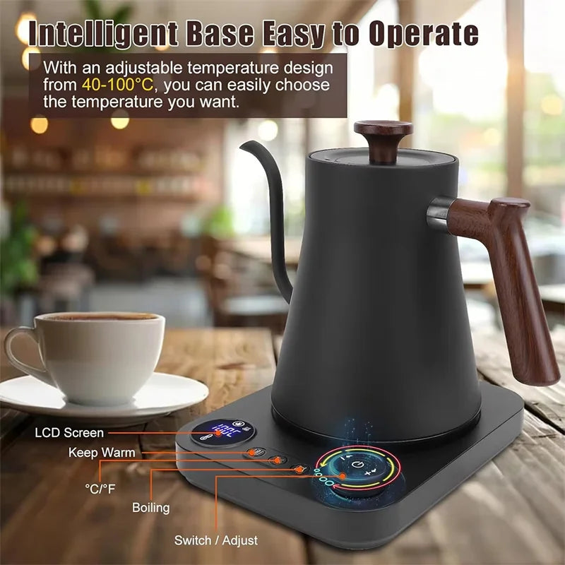 0.9L Electric Drip Coffee Kettle Stainless Steel Teapot Precise flow control Hand Drip Gooseneck Kettle Hand-brewed coffee Maker