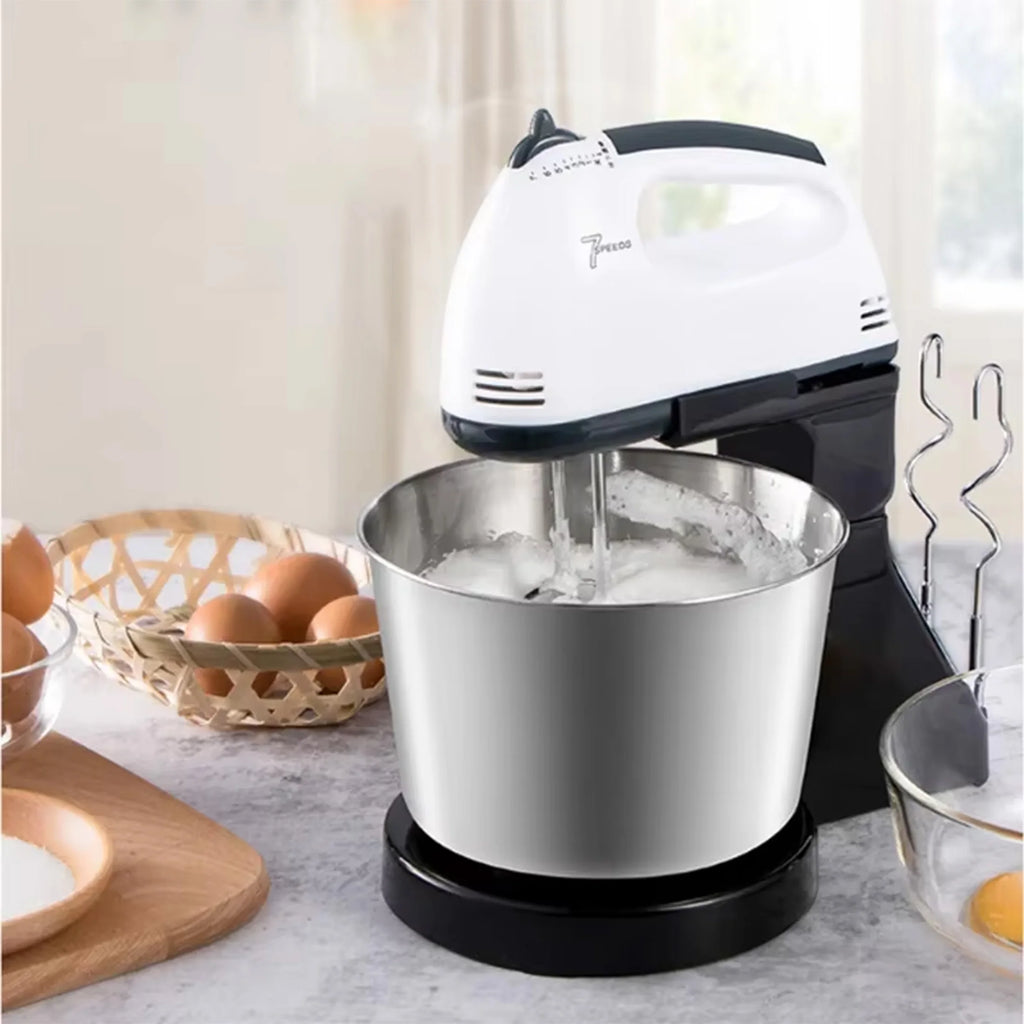 1pc-Dual-Power Kitchen Mixer - Electric & Manual Handheld Blender for Baking/Cooking (Includes Mixing Bowl)