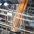☪Kitchen Chopstick Holder Organizer Hanging Wall Stainless Steel Tableware Drainer Fork Spoon Chopsticks Dishwasher Basket