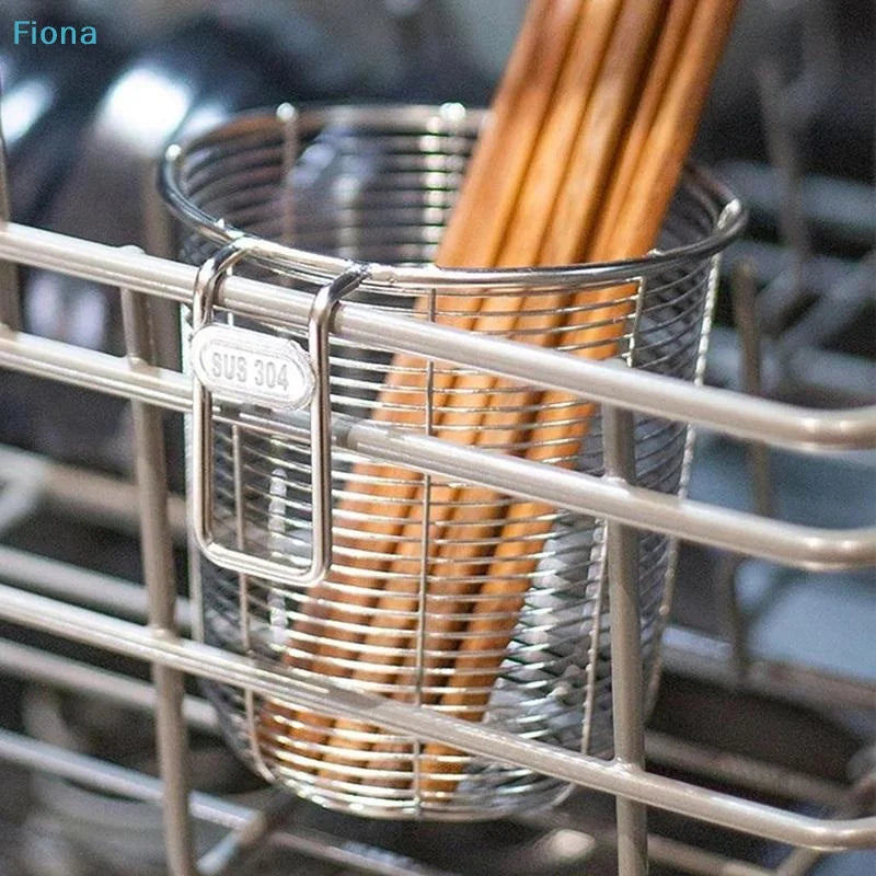 ☪Kitchen Chopstick Holder Organizer Hanging Wall Stainless Steel Tableware Drainer Fork Spoon Chopsticks Dishwasher Basket