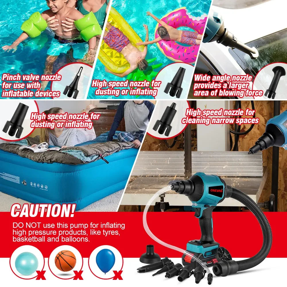 1000W 40000RPM 5 in 1 Multifunction Cordless Dust Blower Rechargeable Vacuum Clean Inflator with 5Nozzles For Makita Battery Pin