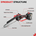 8Inch Brushless Electric Saw Cordless Oil Electric Chain Saw Digital Display Woodworking Power Tool For Makita 18V Battery Pin