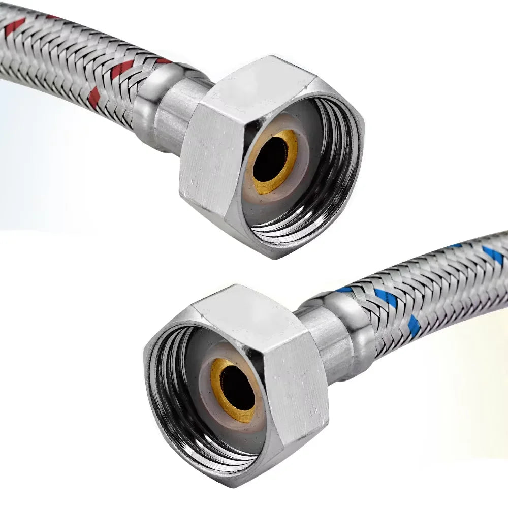 G1/2 G3/8 G9/16 50cm 1 pair Stainless Steel Flexible Plumbing Pipes Cold Hot mixer Faucet Water supply pipe Hoses bathroom part