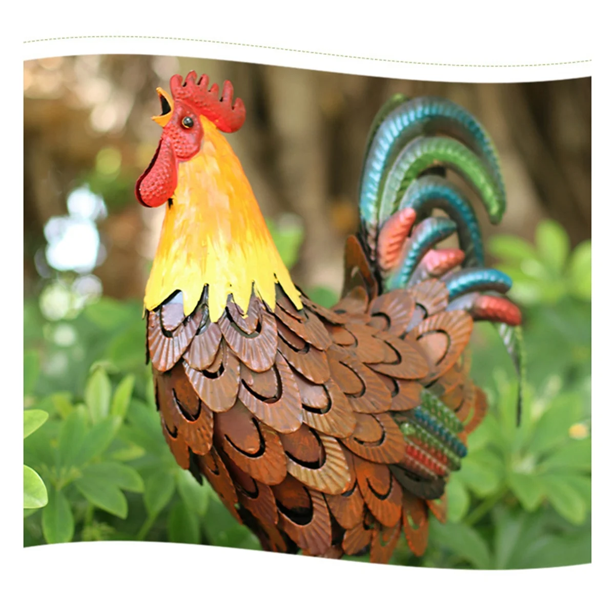Metal Rooster Decor,Yard Chicken Decor,Outdoor Garden Statues, Chicken Sculpture for Backyard Decor & Lawn Ornaments