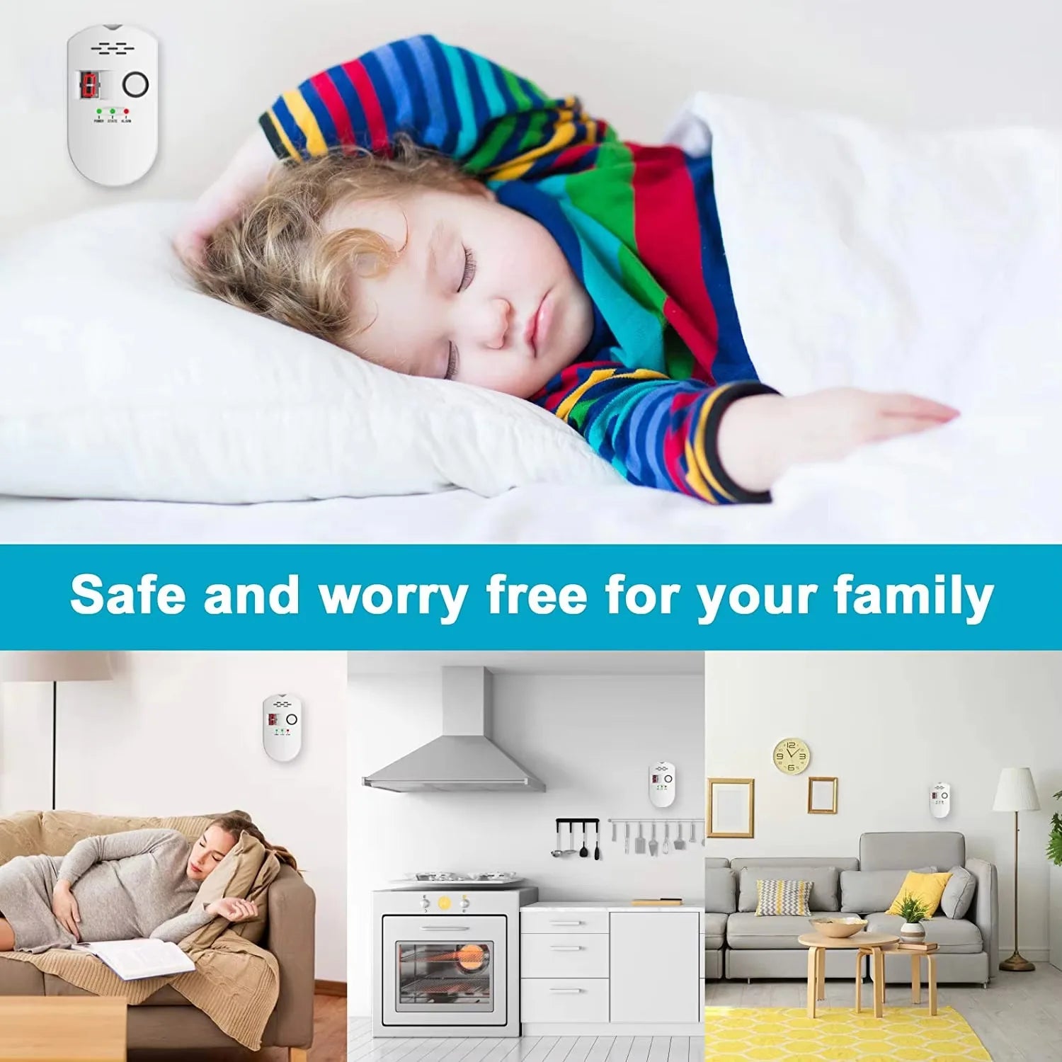 CHZHVAN Gas Detector, LPG/Natural Gas/Charcoal Leak Detector, and Propane Butane Monitor LED Digital Display EU Plug for Kitchen