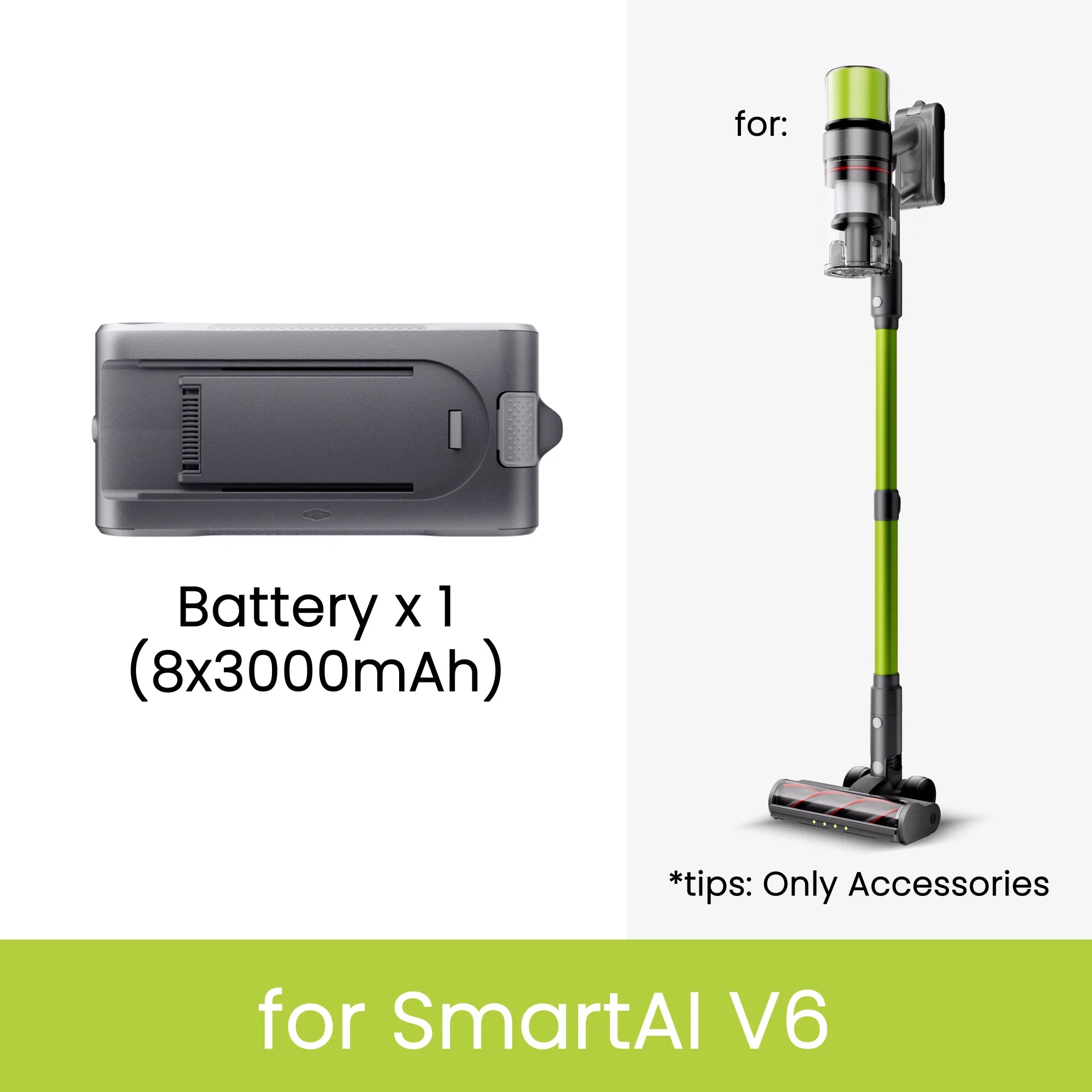 Original accessories for vacuum cleaners SmartAI battery/HEPA filters/telescopic Tube, compatible only with SmartAI vacuum cleaners