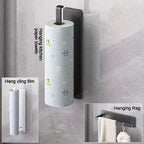 Kitchen Tissue Holder Without Punching Strong and Traceless Cling Film Cloth Storage Rack Cabinet Roll Paper Storage Rack