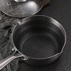 Kitchen Utensils Japanese Style Fryer Pan Versatile Silver Milk Pot Stainless Steel with Lid Deep Fryer Pot Induction Cooker