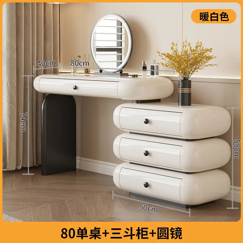 Luxury Modern Makeup Vanity Dressers For Bedroom Headdresses Hairstyles Comfortable Vanity Desk With Light Mirror With Seat