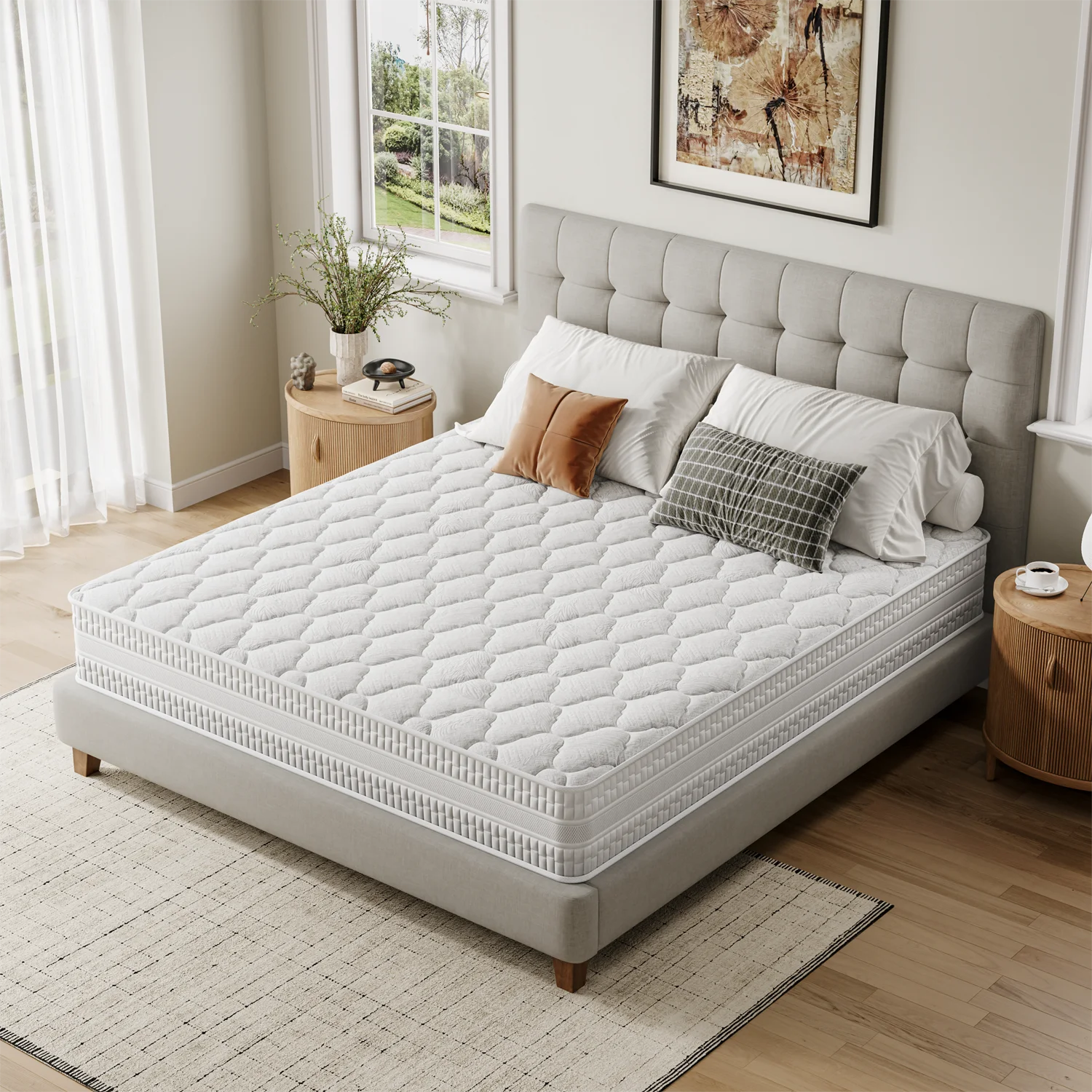 Vesgantti 10/12 inch Hybrid Queen Size Mattress with Memory Foam and Pocket Spring, Medium Firm Ergonomic & Pressure Relief