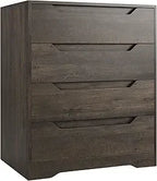 White Dresser, 4 Drawers Dresser, Modern Chest of Drawers with Cut-Out Handles, Small Dressers with Drawer, Wood Makeup Chest O