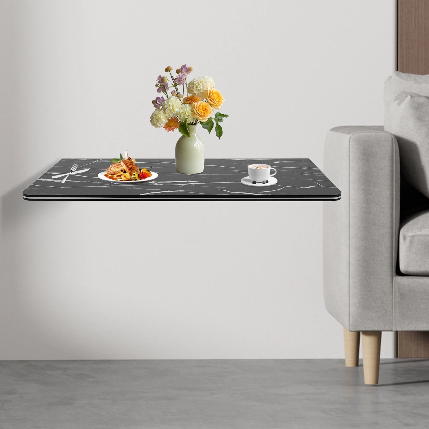 Rust-Proof Wall-Mounted Folding Table Easy to Clean Wall Mounted Folding Table for Bedroom/Living Room/Study/Kitchen