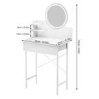 Makeup Vanity Desk with LED Lighted Mirror Vanity Table with 1 Drawer and 2 Opening Shelves 3 Modes Brightness Adjustable