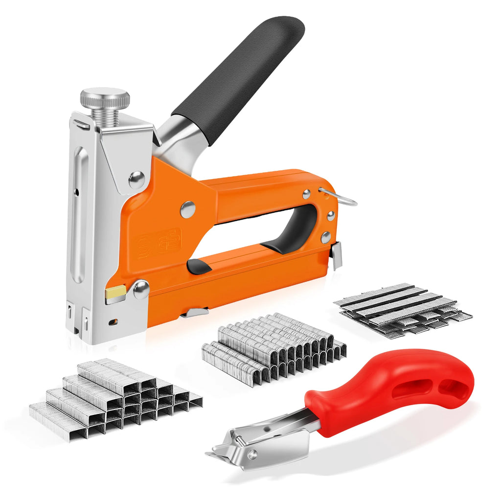 3 in 1 Manual Staple Gun Brad Nailer Heavy Duty,  Alloy Steel, Rubber Handle, 3000 Staples for Upholstery Wood, Easy to Use