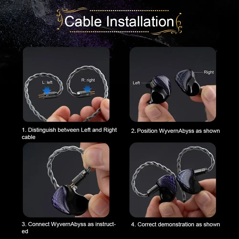 Kinera Celest Wyvern Black Game Wired Best HiFi In-Ear IEMs Earphone LCP Dynamic Driver Monitor Headphone with Detachable Cable