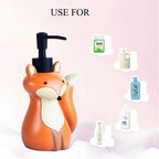 Cute Fox Soap Dispenser Bottle 320ML/500ML – Refillable Animal Design for Hand Soap, Shampoo, Shower Gel, Kids Bathroom Decor