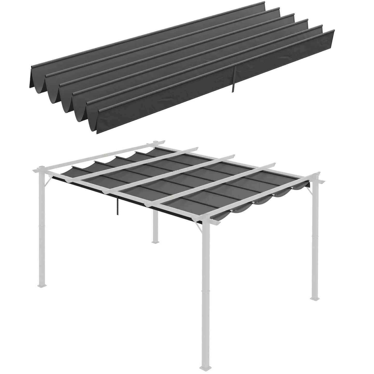 Outsunny retractable pergola cover 3,5x2,6 m 10 drain holes