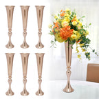6 PCS Gold Trumpet Vases Wedding Party Props Centerpieces Flower Stand Candle Holder Centerpieces for Table Wedding