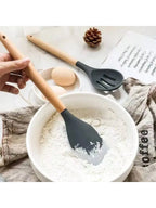 12-piece kitchen utensil set with wooden handle silicone spatulas, includes a stand, perfect for everyday kitchen use