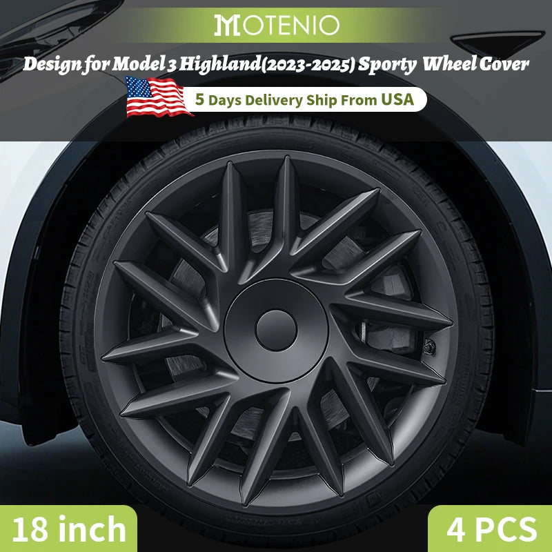 4PCS HubCap for Tesla Model3 Highland 18 Inch Sporty Style Performance Wheel Cap Automobile Full Rim Cover Accessories 2023-2025