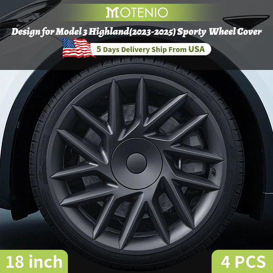 4PCS HubCap for Tesla Model3 Highland 18 Inch Sporty Style Performance Wheel Cap Automobile Full Rim Cover Accessories 2023-2025