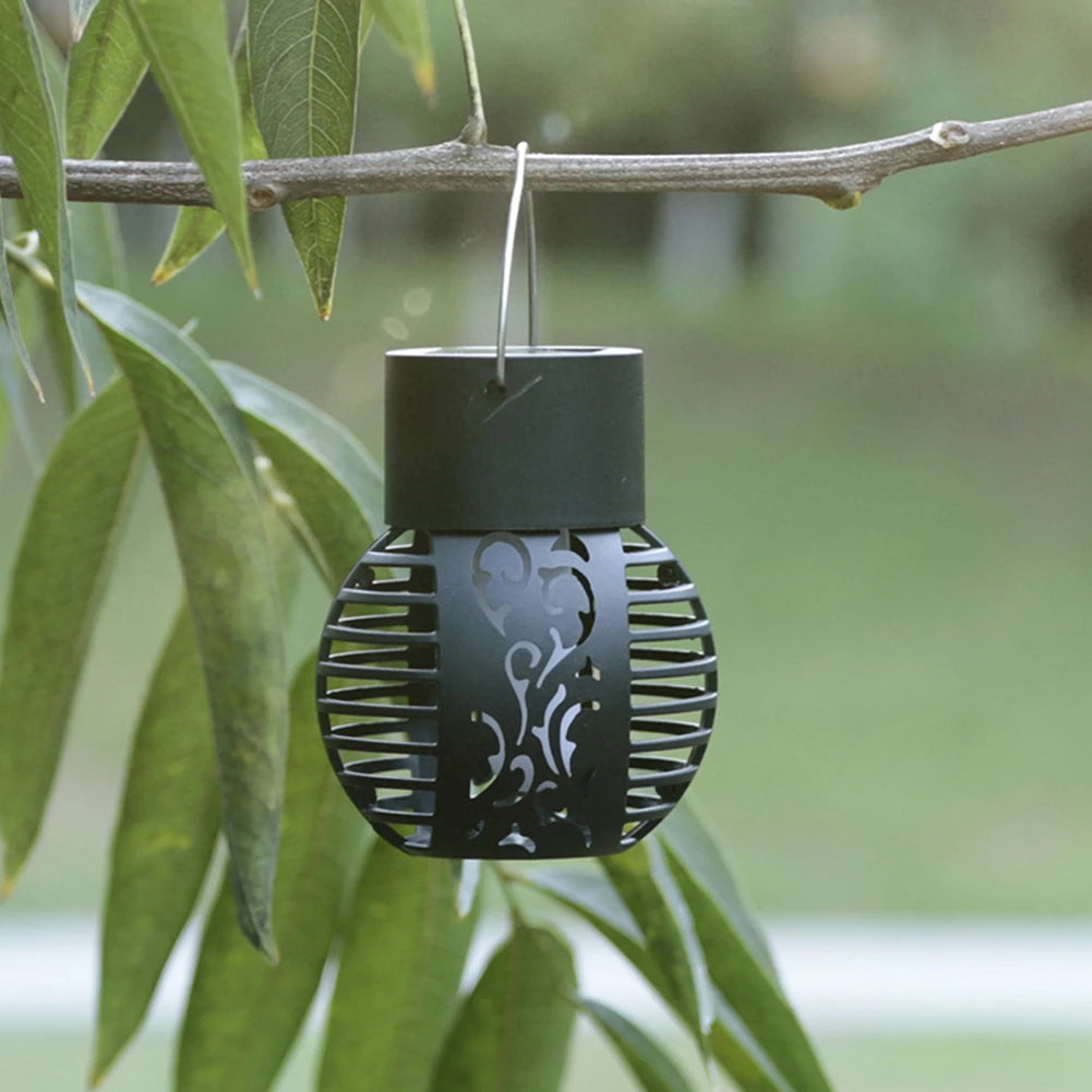LED Outdoor Solar Light Garden Light Hanging Chandelier Lamp Hollow Garden Decoration Flame Lamp Solar Lantern Ornament
