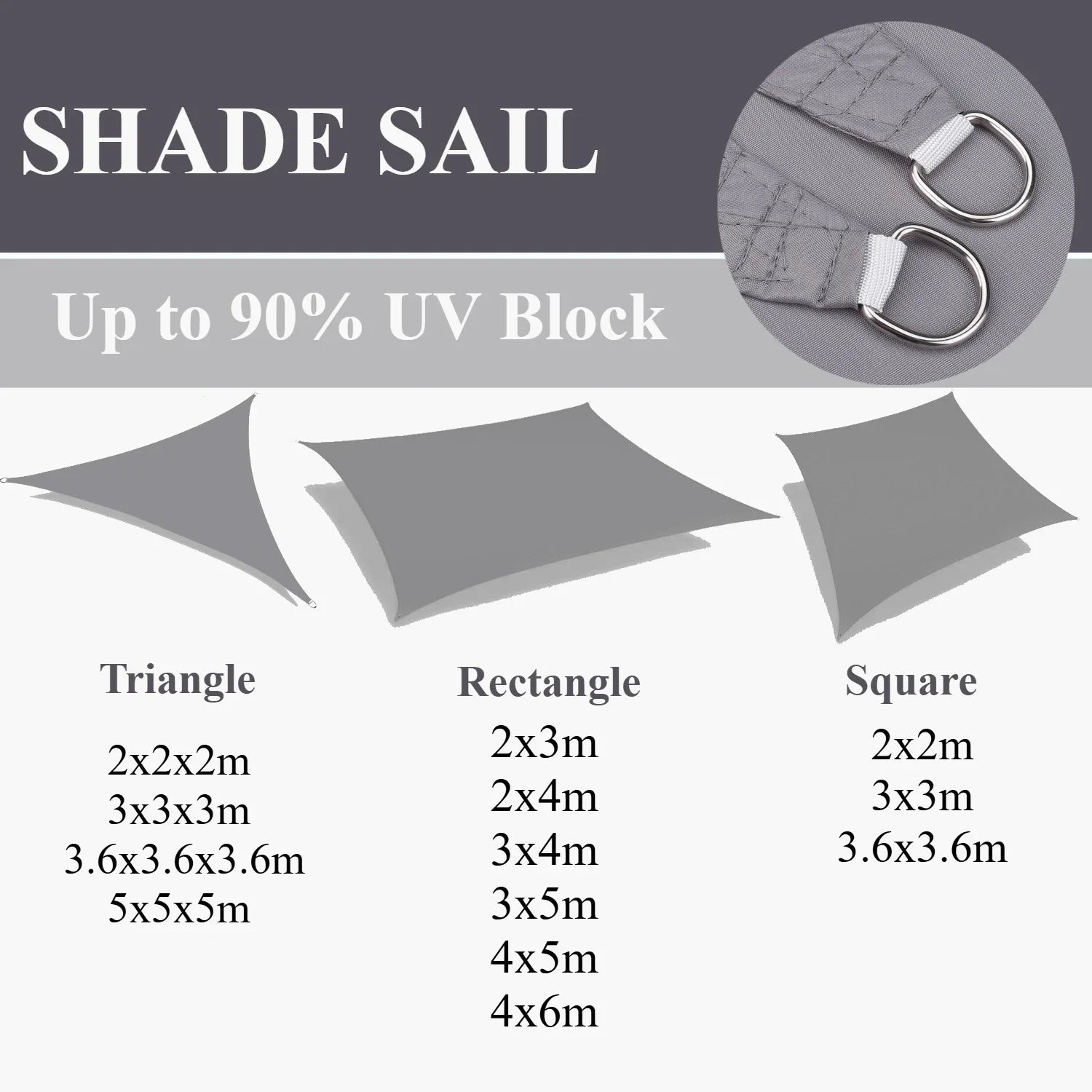 5x4M/4x6M Waterproof Large Sun Shelter Sunshade Protection Outdoor Canopy Garden Patio Pool Shade Sail Awning Camping Shade Net