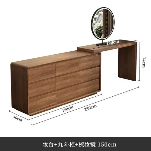 Desk Organizer Bedroom Dressing Table Mirror Bedside Modern Wood Makeup Table Storage Nordic Vanitys Para Maquillaje Furniture