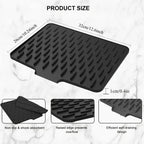 Kitchen Silicone Drain Mat with Built-in Drainage Design, Easy to Clean, Suitable for Countertops, Sinks, Refrigerators