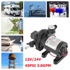 12V/24V Diaphragm Pump Self-priming Water Pump Industrial Water Booster Pressure Pump 45PSI 3.0GPM
