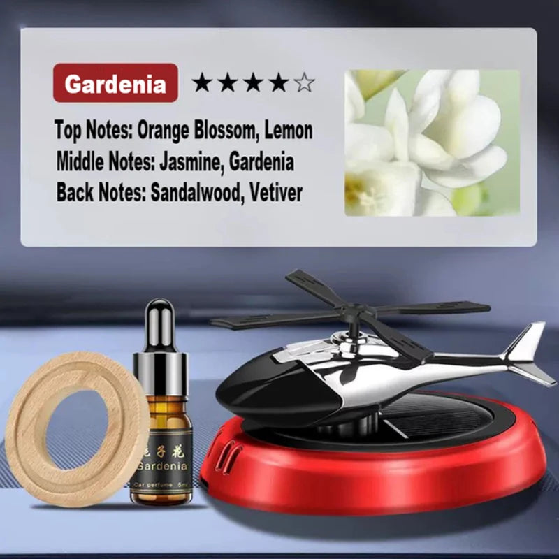 Solar Rotating Helicopter Diffuser Car Air Freshener Decoration Propeller Aromatherapy Fragrance Perfume Auto Interior Deodorant